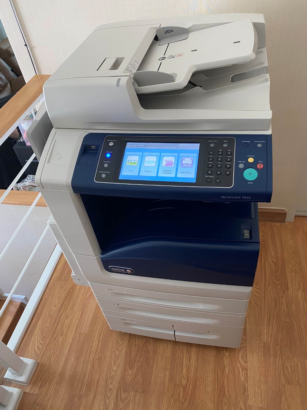 เช่าเครื่องถ่ายเอกสาร Xerox WorkCentre 7855 — ภาพถ่ายจริงของเครื่องให้เช่า มุมที่ 3